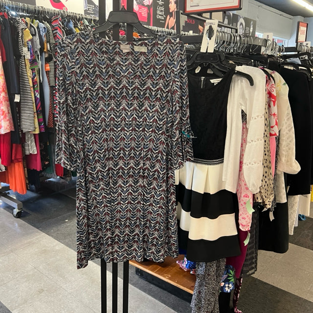 Chicos Dress black blue white pink long bell sleeve