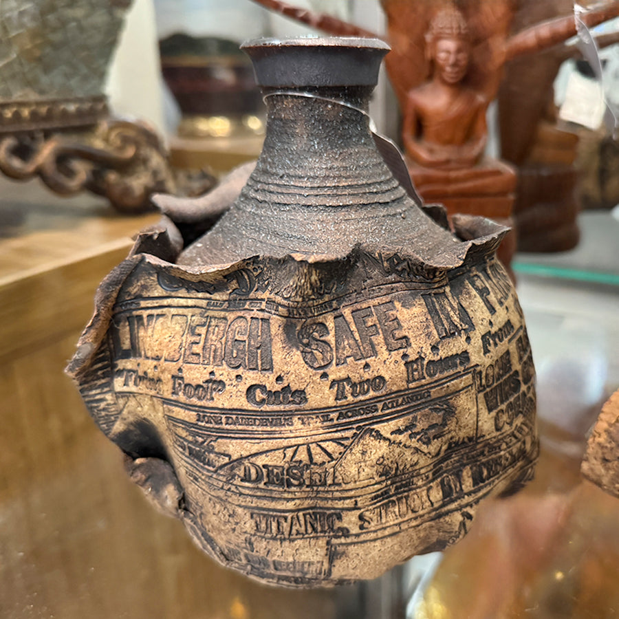 Ron Krogh Newspaper Pottery Vase, c.1972
