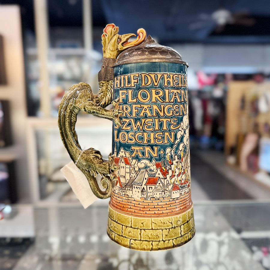 METTLACH BEER STEIN #1786 Dragon Handle