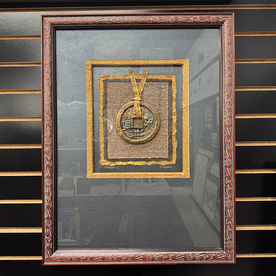 Asian coin replica 3D mointed in shadowbox