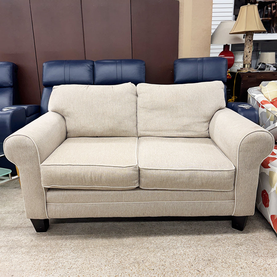 loveseat beige rolled arms AS IS