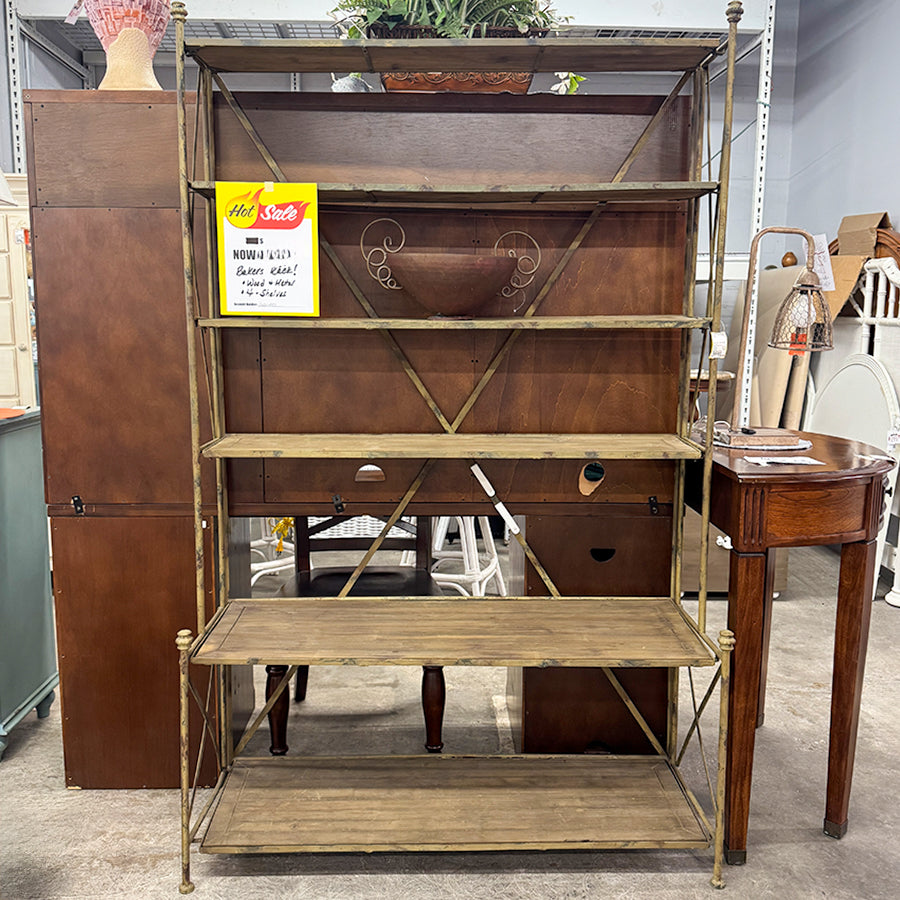 Bakers Rack, Wood & Metal, 4 - Shelves
