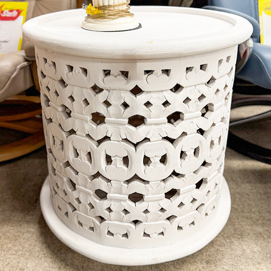 End table- wood white, round