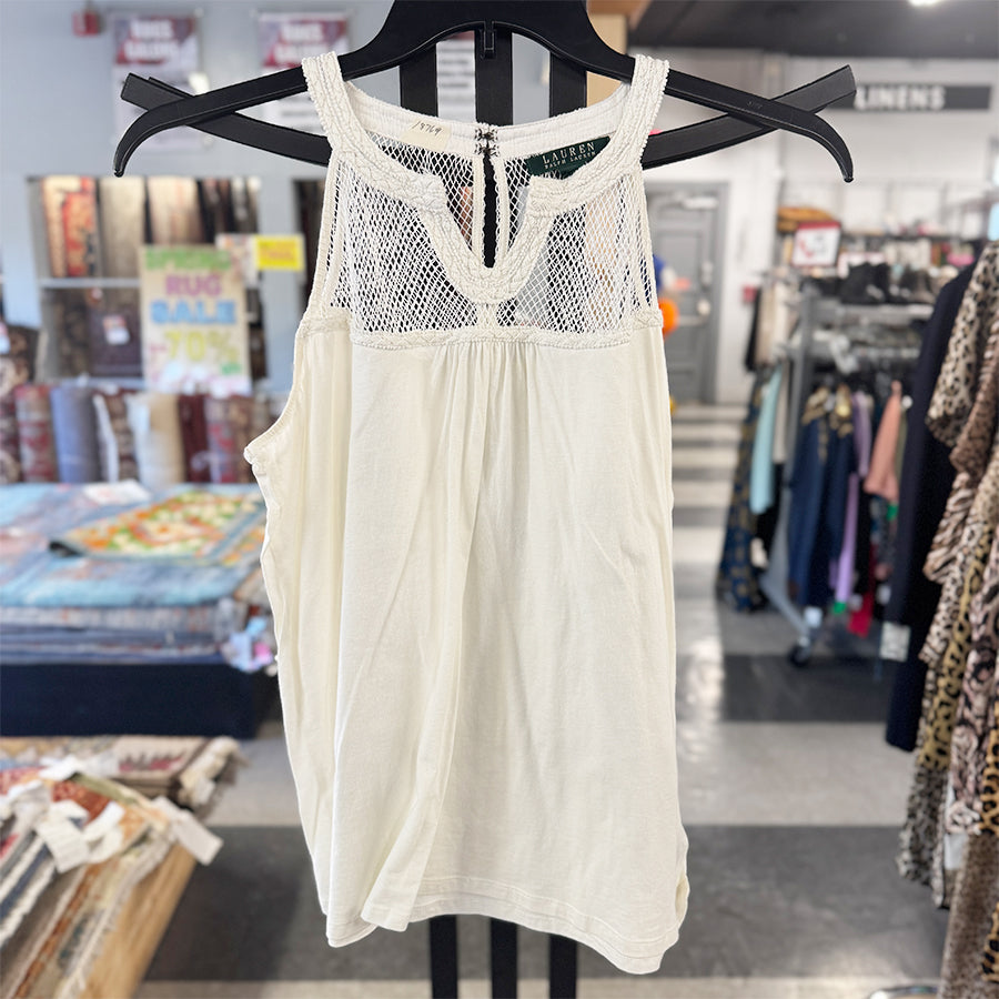 Lauren shell white net detail sleevelss