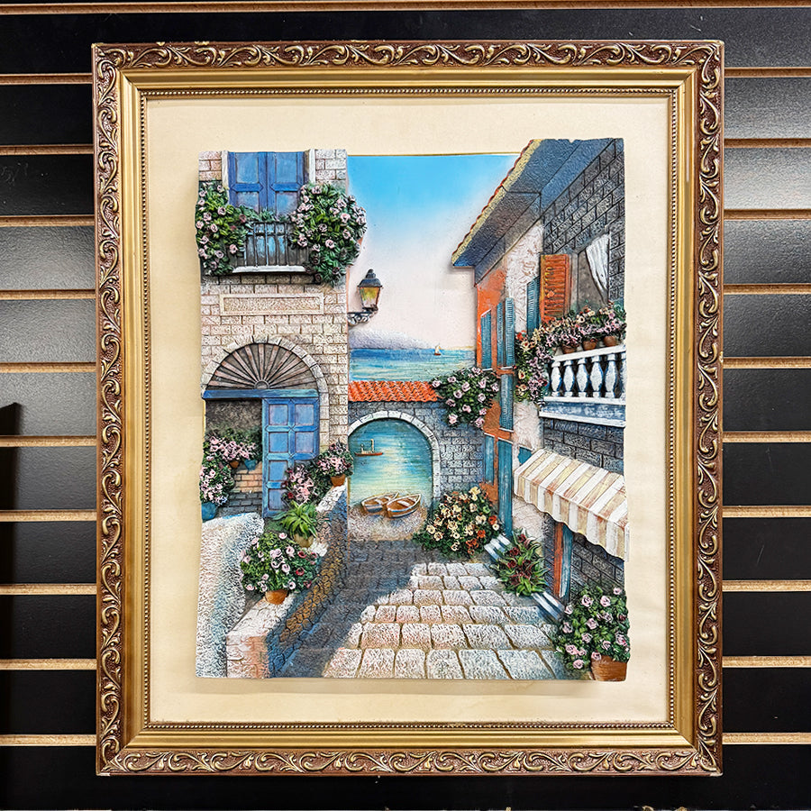AS IS 3D Venice landscape Polystone hand painted wall plaque