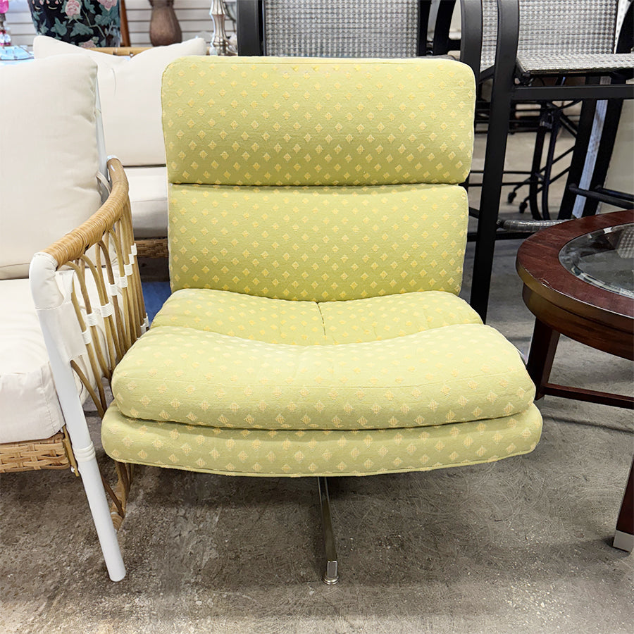 chair Barcelona style  lime green w yellow diamonds