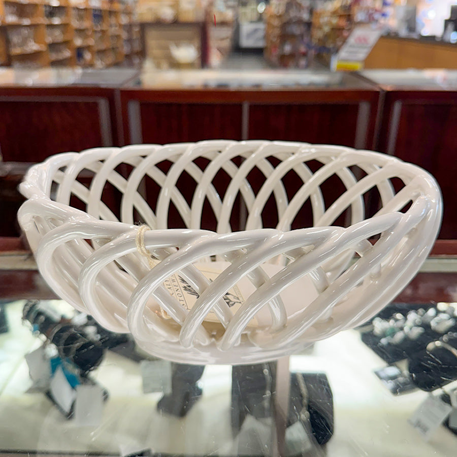 White Woven Bowl Pottery Eucalyptus Del Mar California