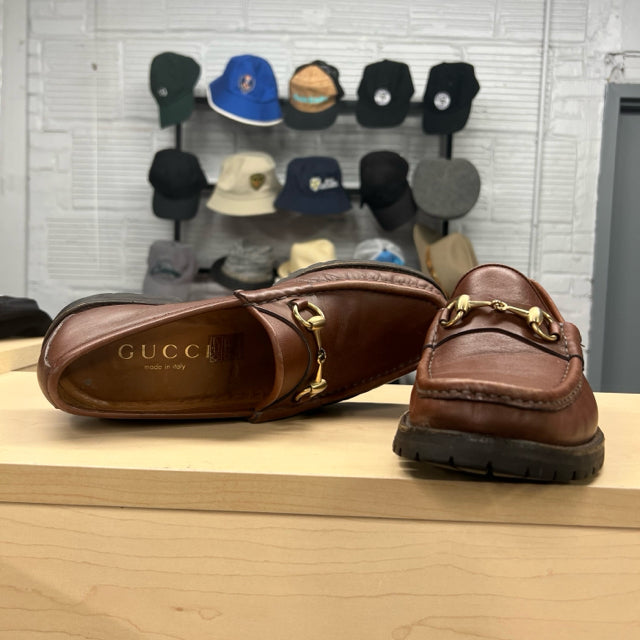 Gucci Loafer brown platform sole horsebit accent