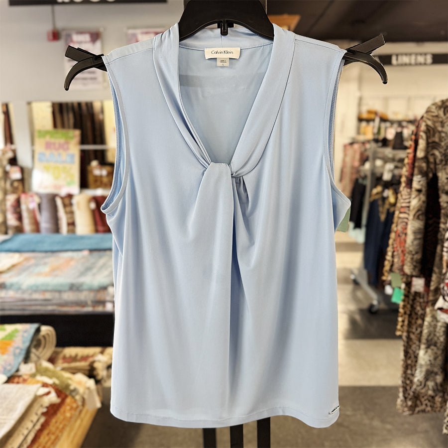 Calvin Klein Shell light blue knot neck sleeveless