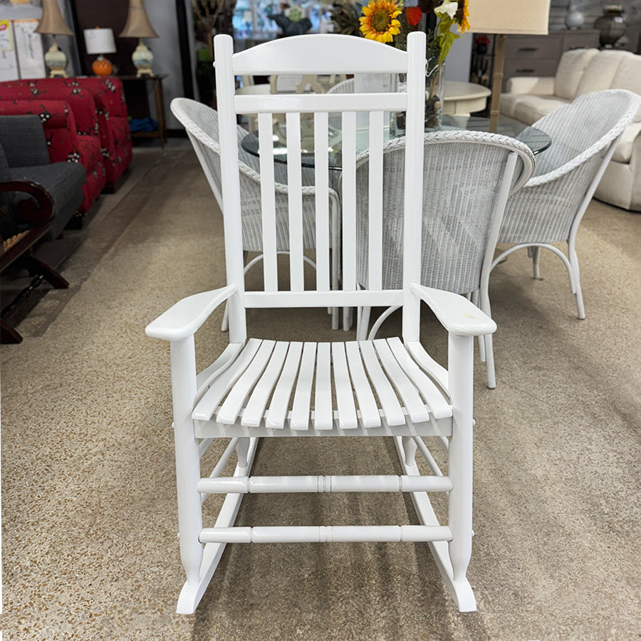 Rocker white wood slatted