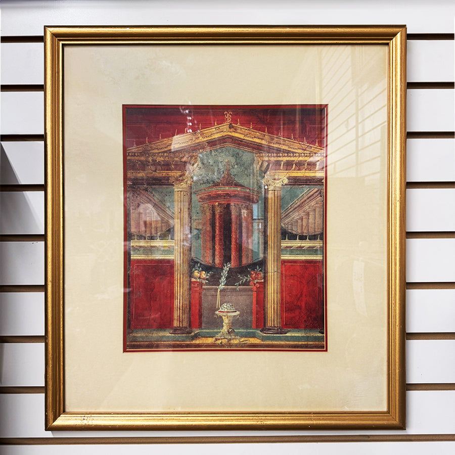 Print from Roman Fresco Interior room view to outdoors