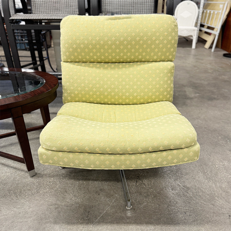 chair Barcelona style  lime green w yellow diamonds