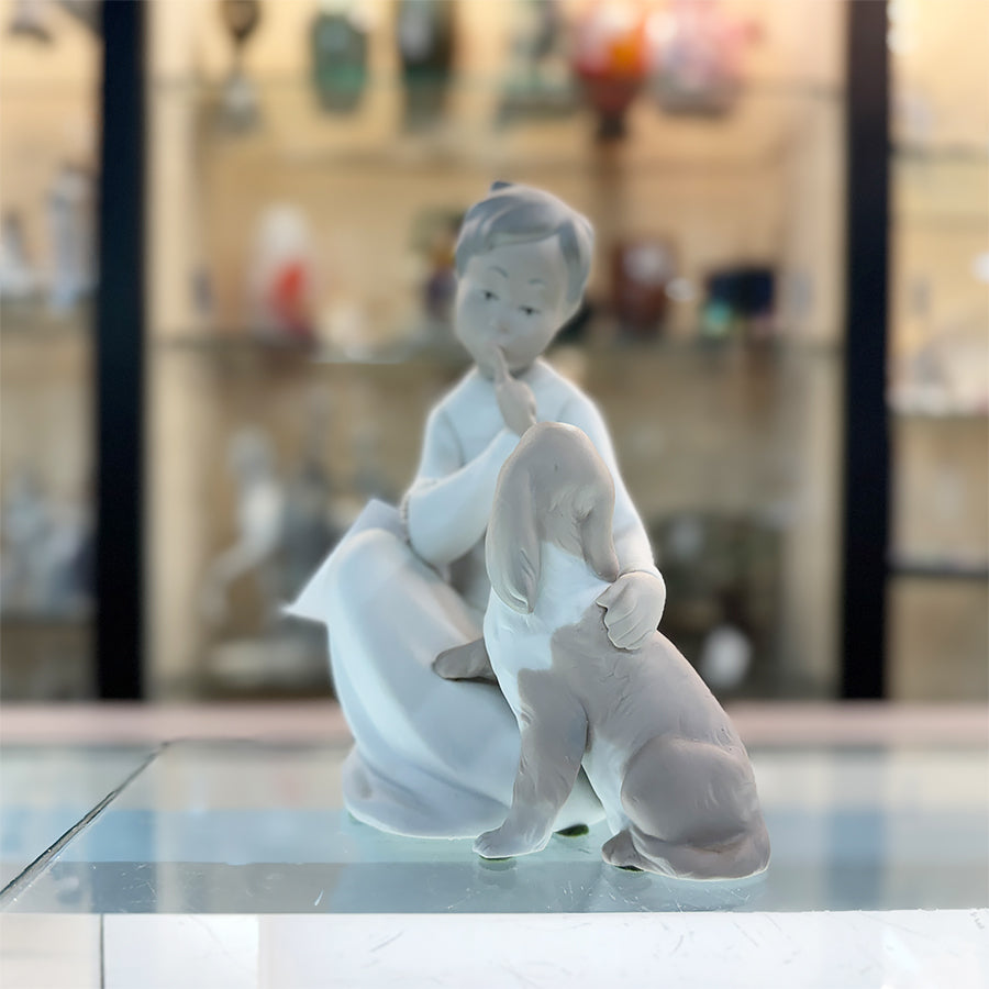 Lladro 'Boy w. Dog' Figurine