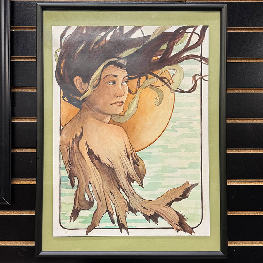 Just Another Piece of Driftwood abstract figure with long dark hair