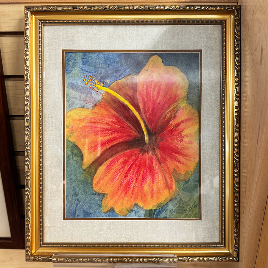 abstract Hibiscus flower close up watercolor style