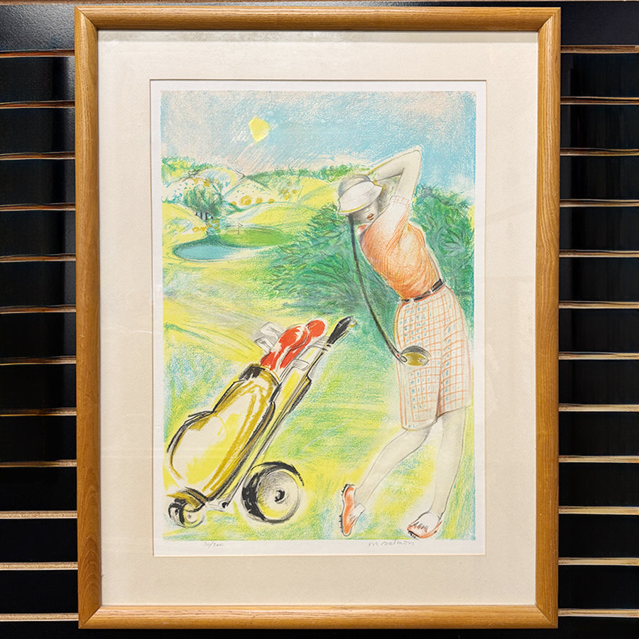 Swing abstract illustration style female golfer