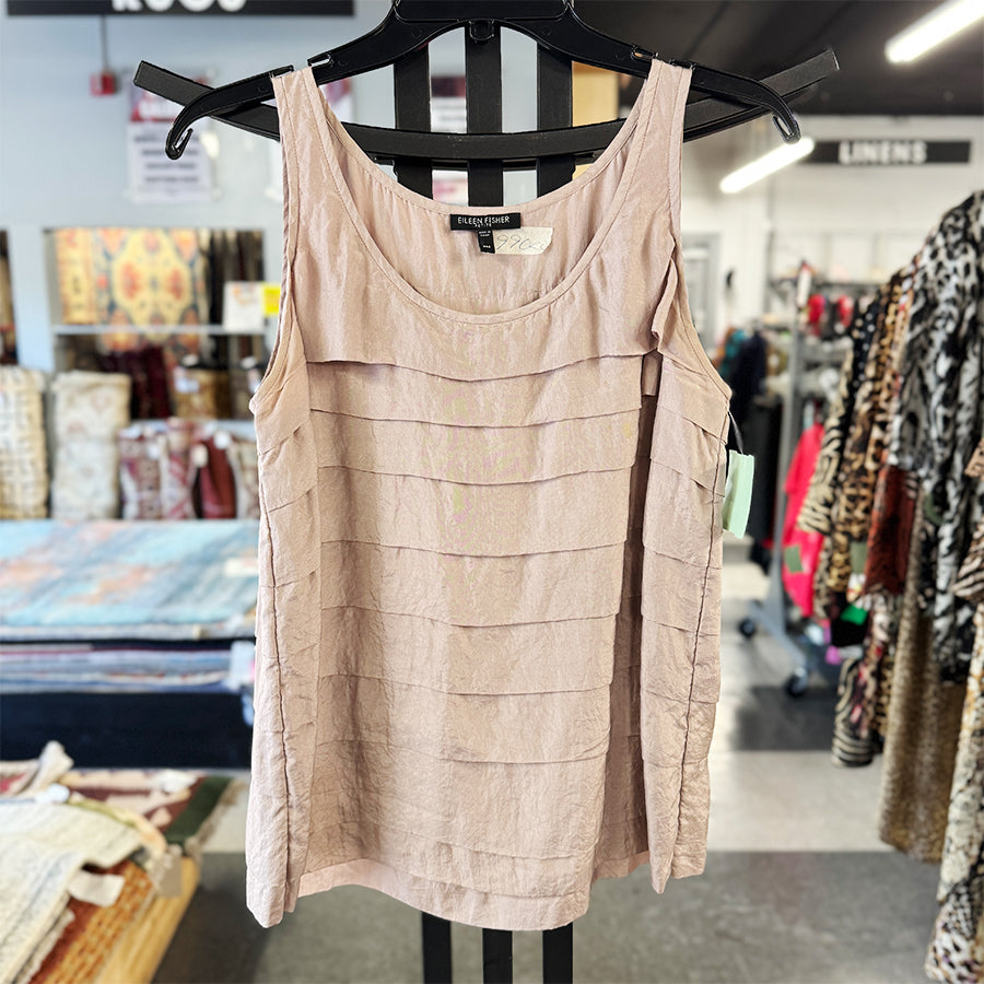 Eileen Fisher shell pink silk tiered