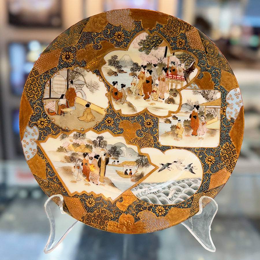 Plate Japanesse Edo Period Kutani style hndptd.