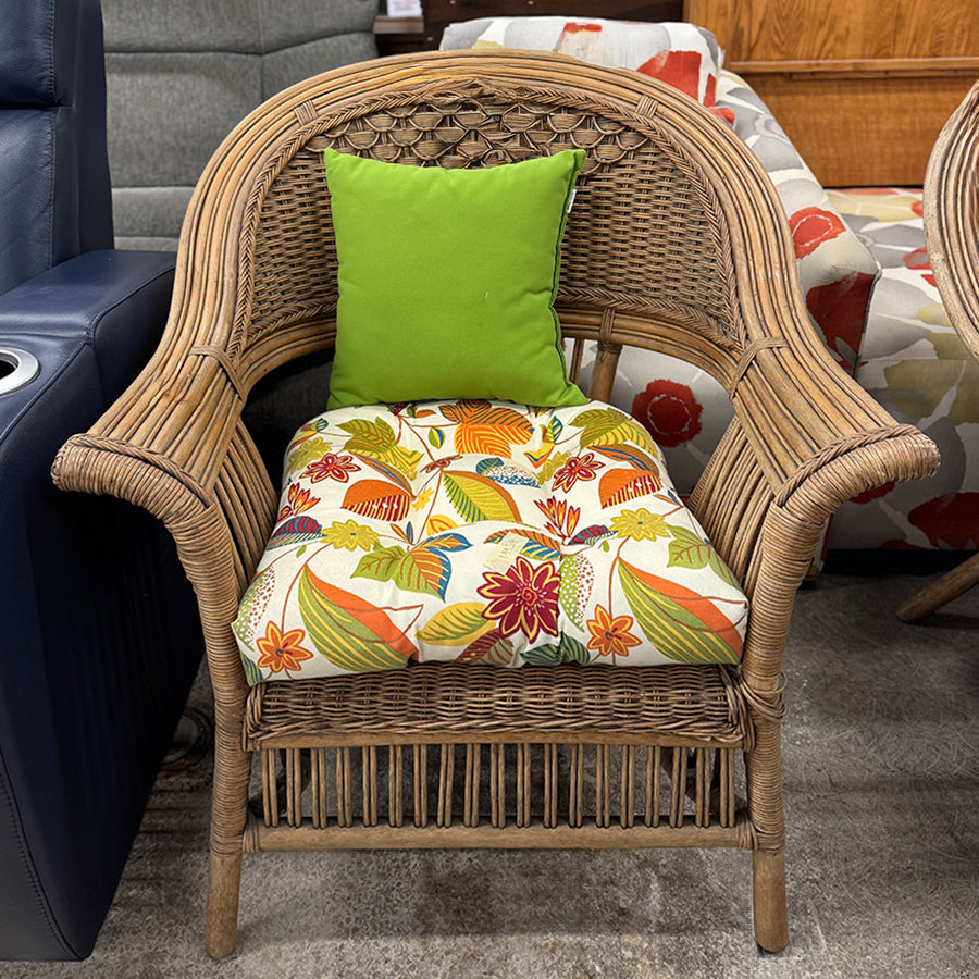 chair rattan w  print cushion