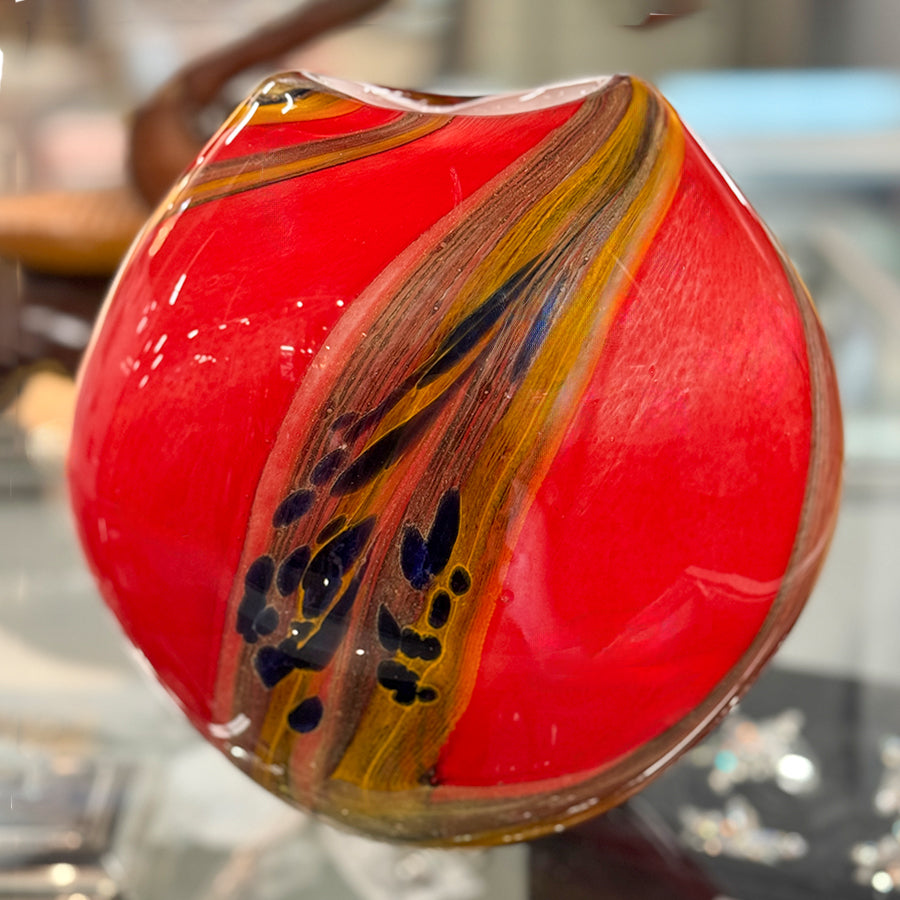 Rounded/Swirled Art Glass Vase