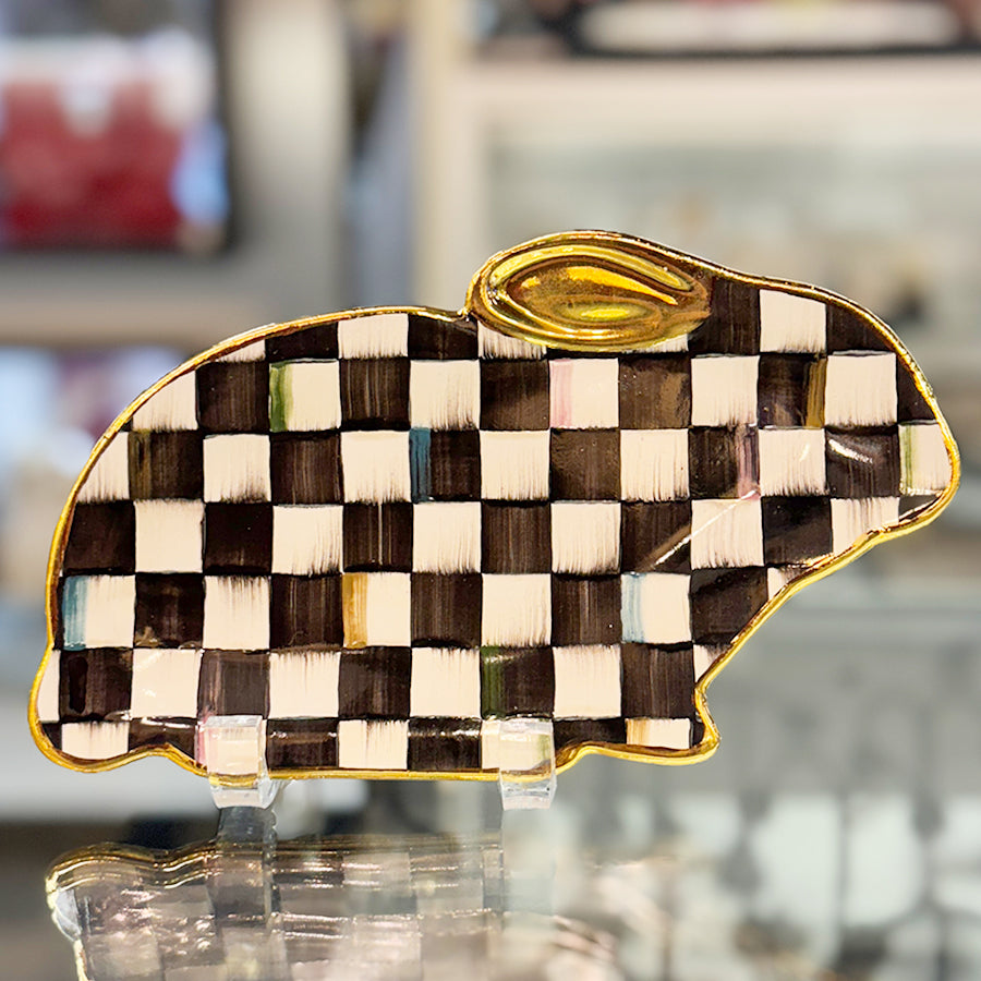 Mackenzie Childs Courtly Check Rabbit Plate