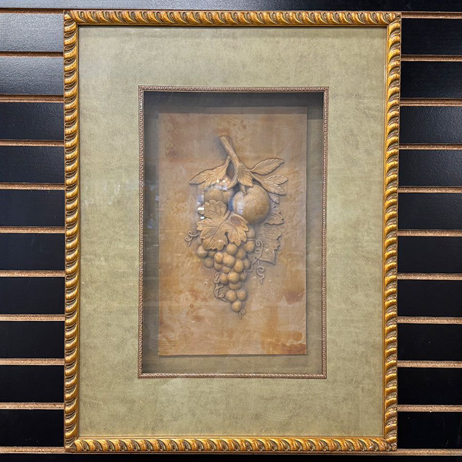 Cast 3D apples and grapes in shadow box frame