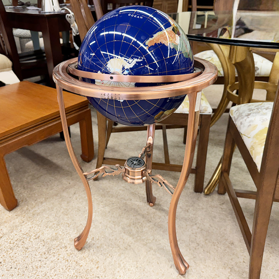 Globe w/Gem Stones & Metal Stand