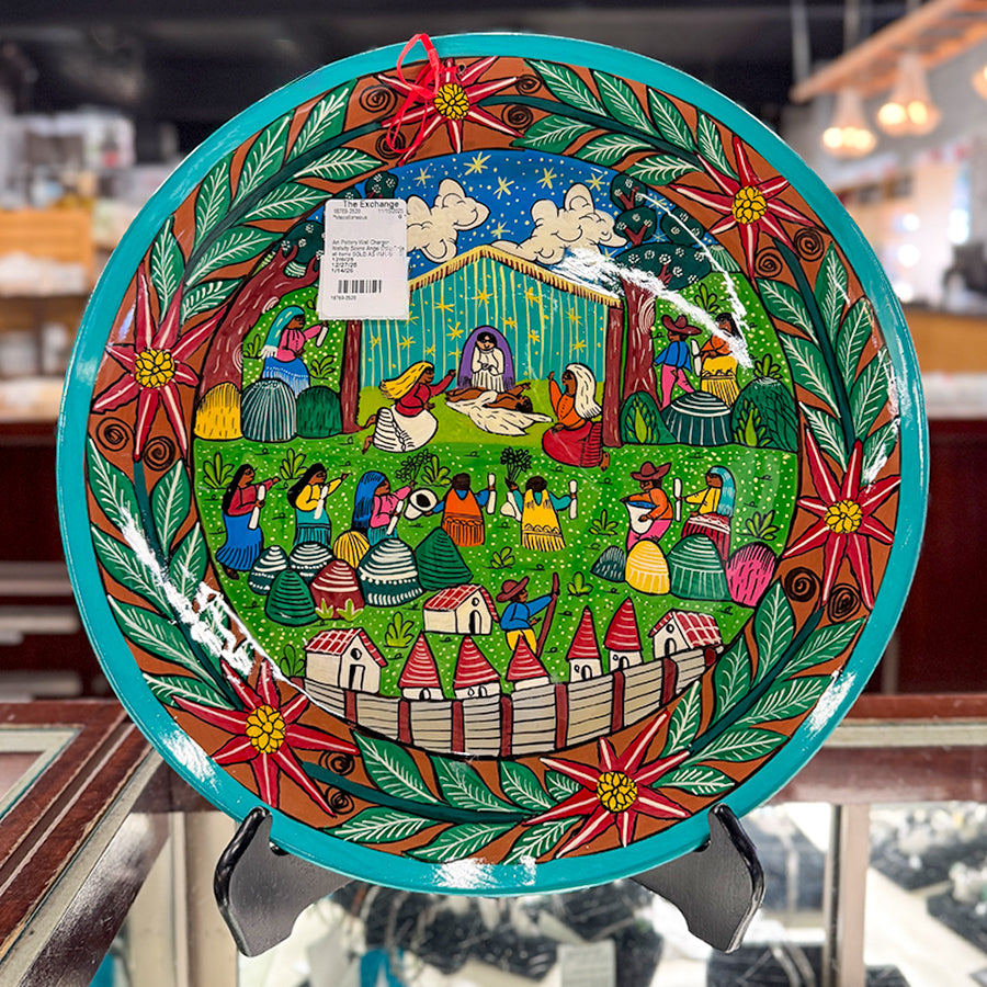 Art Pottery Wall Charger Nativity Scene Angel Ortiz Solis