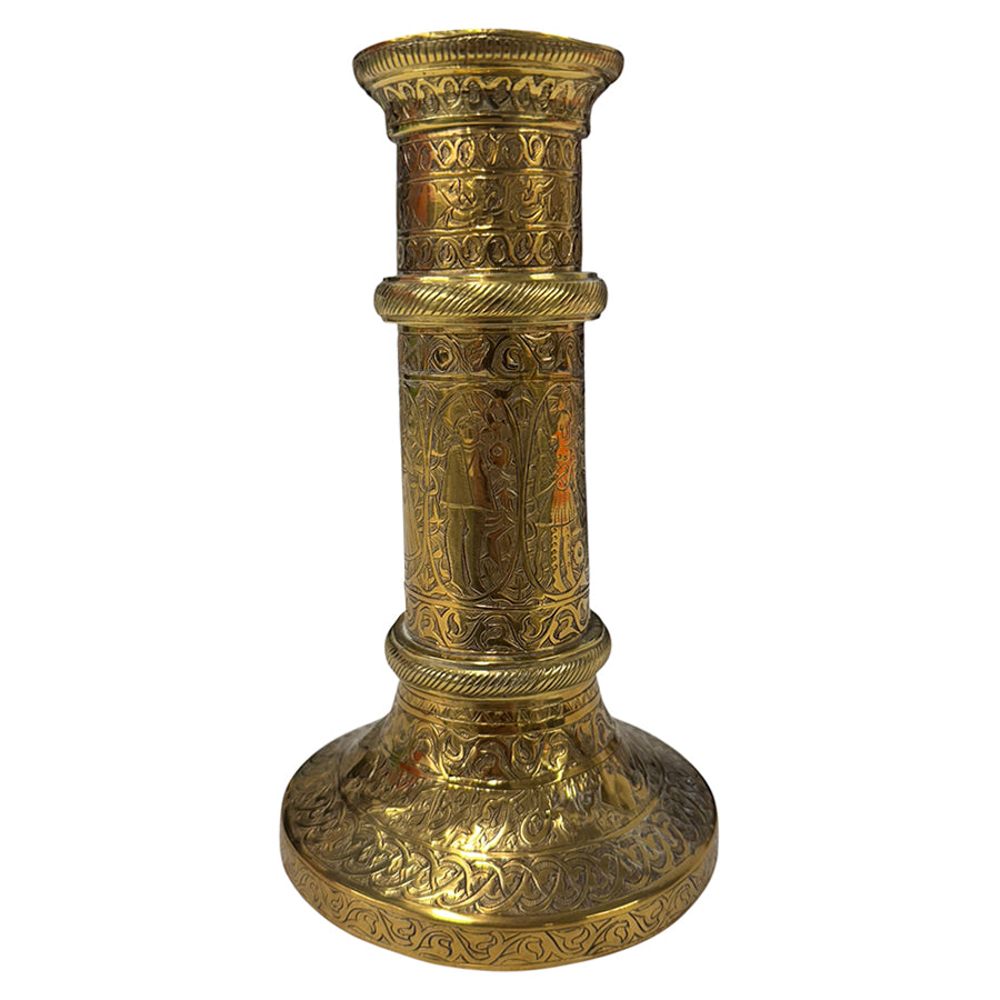 Candlestick brass Qajar(Persian) engraved/