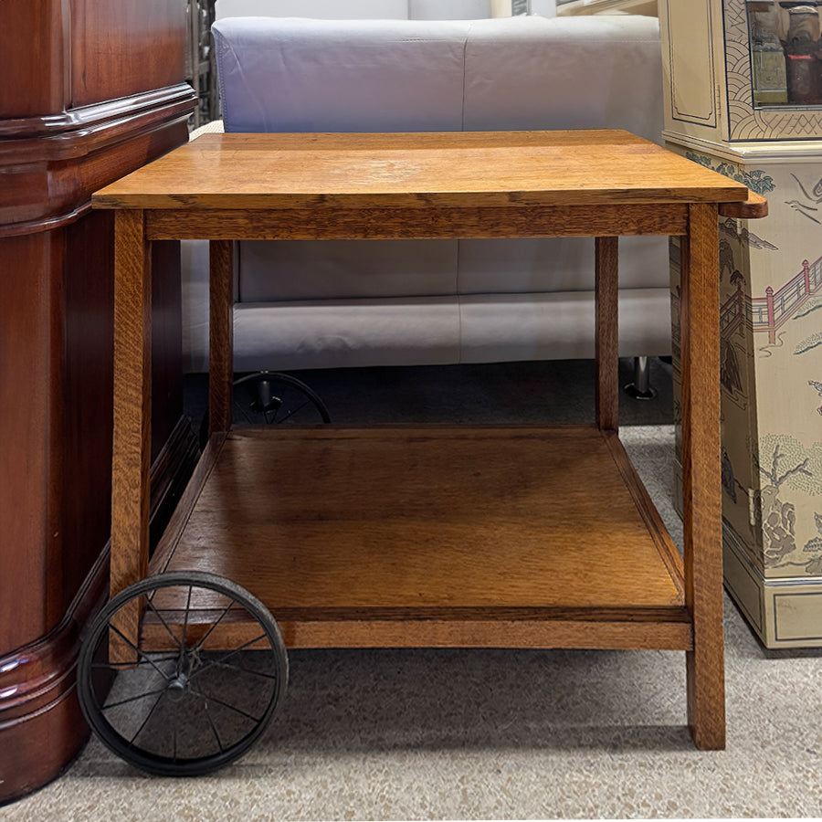 Bar Cart- wood, vintage, on wheels