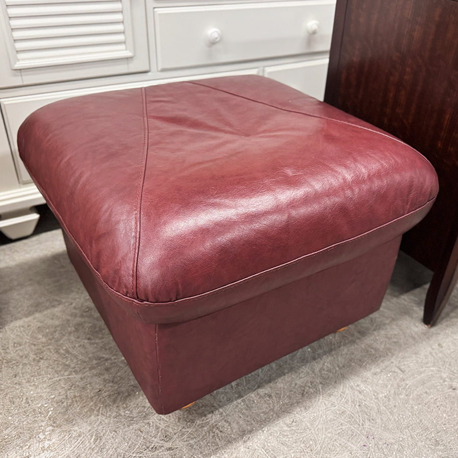 Ottoman- leather, burgundy
