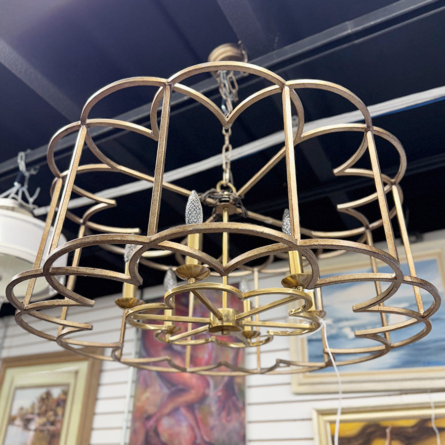 Chadelier/round gold metal, 6 lights