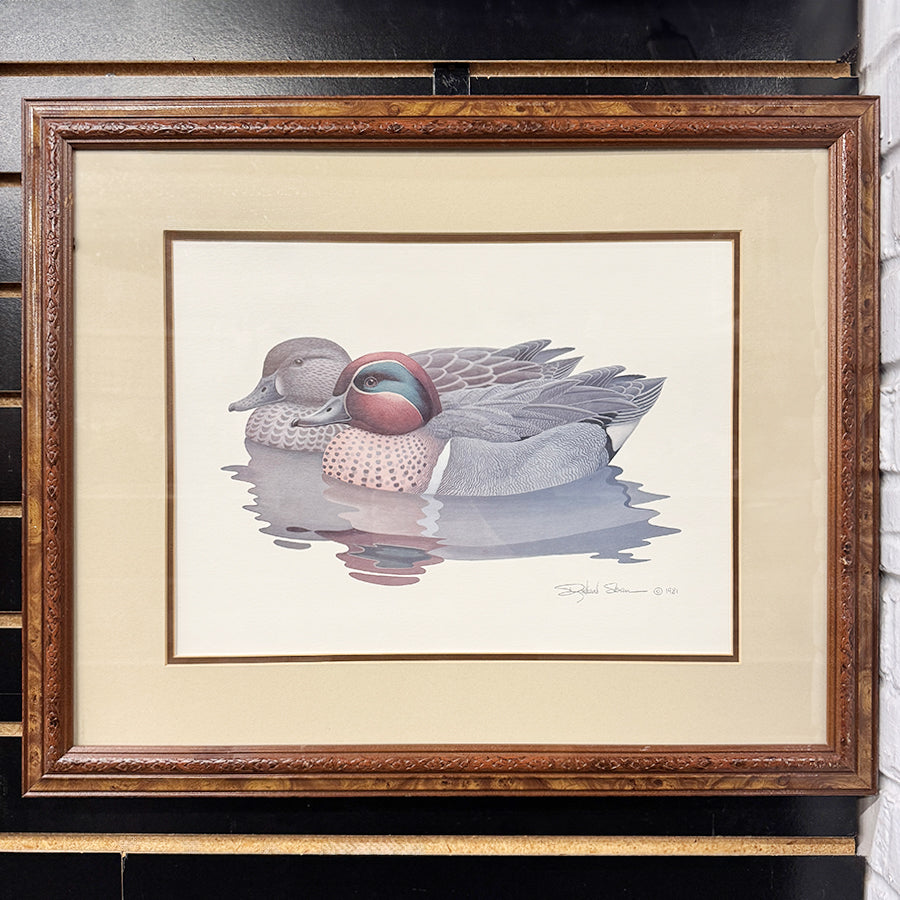 2 Ducks illustration style on cream background