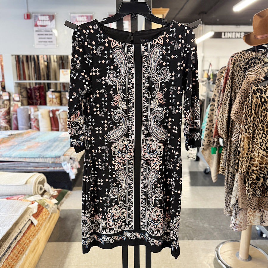 White House/Blk Market dress blk print