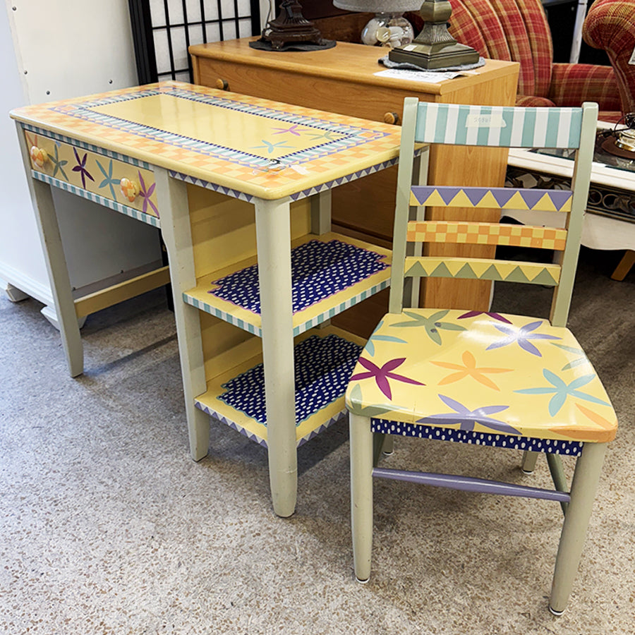 desk & chair multi color 1 drawer 2 pc