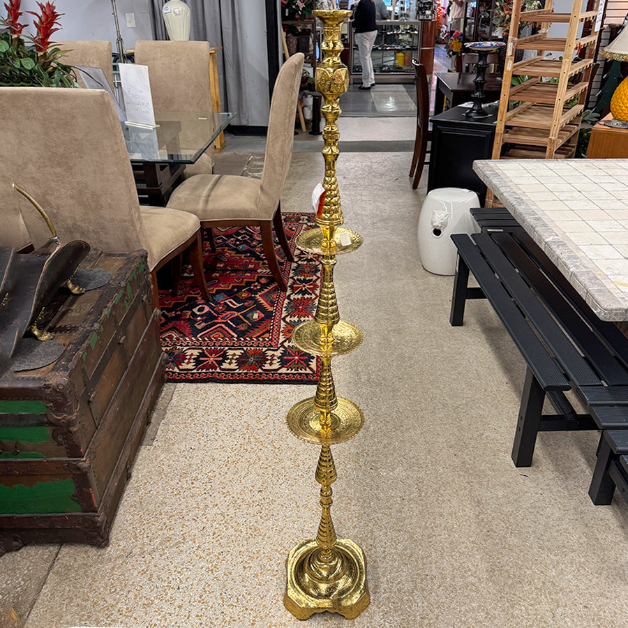 Candlestick brass Moroccan alter vintage pair