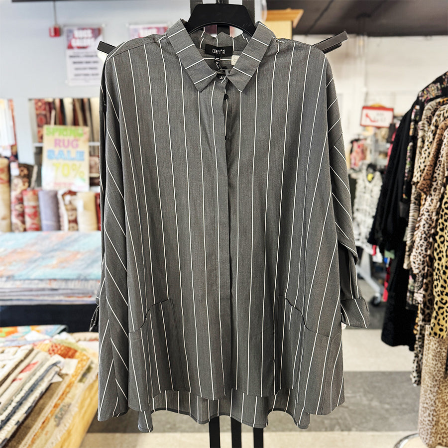 Comfy Blouse/Tunic grey white long sleeve new