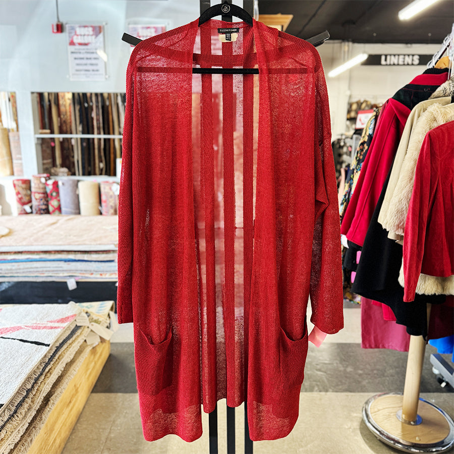 Eileen Fisher Sweater Duster Red AS IS AS IS