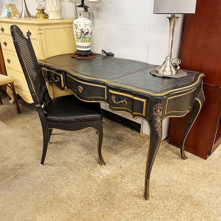 Desk Black Green with Chair 3 Drawers