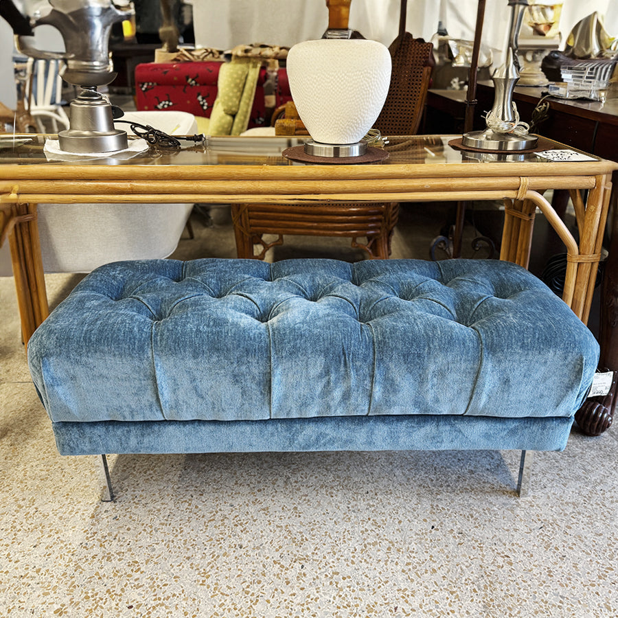 Bench- teal blue fabric
