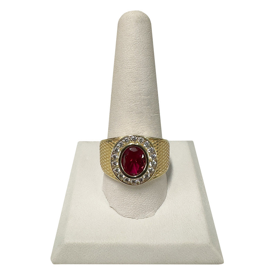 234578-1 Ring 14K CZ's / Oval Simulated Ruby